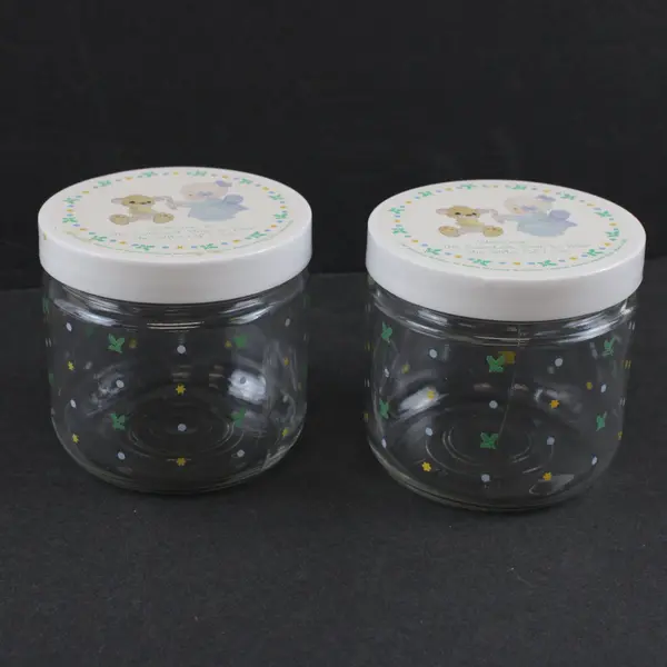 Precious Moments Set 2 Glass Candy Jars Lids Christmas Sweetest Time 822