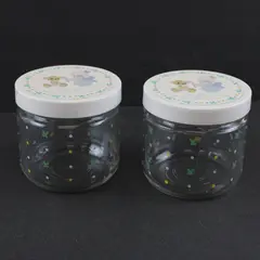 Precious Moments Set 2 Glass Candy Jars Lids Christmas Sweetest Time 822