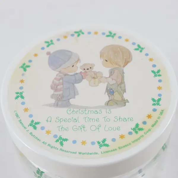 Set of 2 Precious Moments Christmas Jars With Lids "Christmas Is A..."