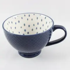 Now Designs Ink Stamped Latte Mug 14 oz Navy White L155004