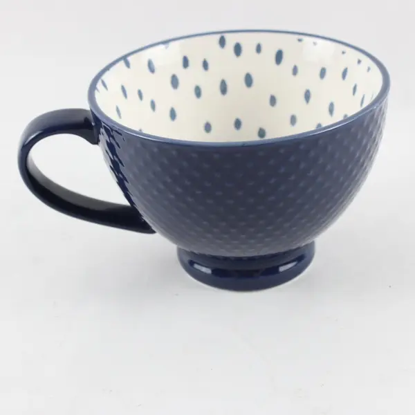 Now Designs Ink Stamped Latte Mug 14 oz Navy White L155004