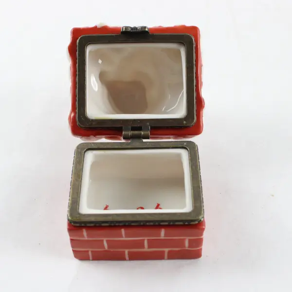 Vintage Department 56 Porcelain Hinged Trinket Box Santa Chimney