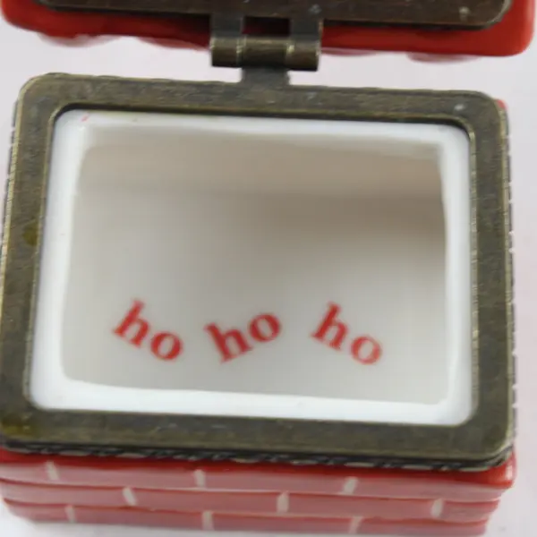Vintage Department 56 Porcelain Hinged Trinket Box Santa Chimney