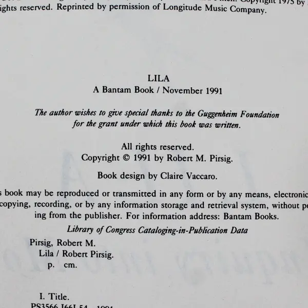 Vintage Lila An Inquiry into Morals A Novel by Robert Pirsig 1991 Paperback