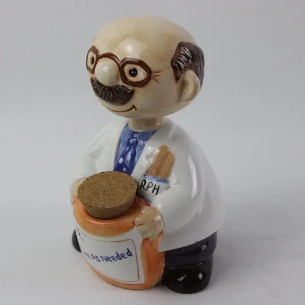 About Face Designs Pharmacist Take As Needed Ceramic Bobblehead Bank
