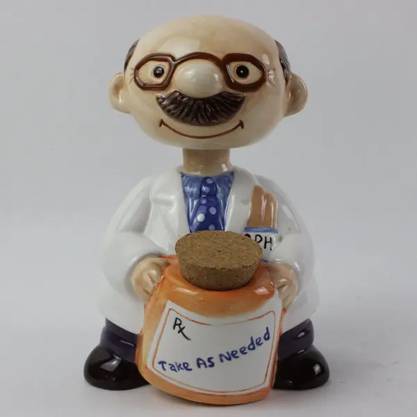 About Face Designs Pharmacist Take As Needed Ceramic Bobblehead Bank