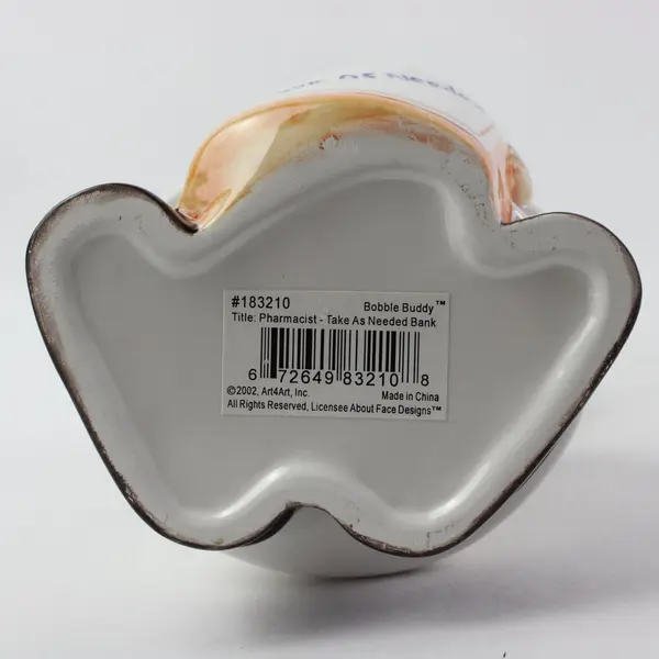 About Face Designs Pharmacist Take As Needed Ceramic Bobblehead Bank