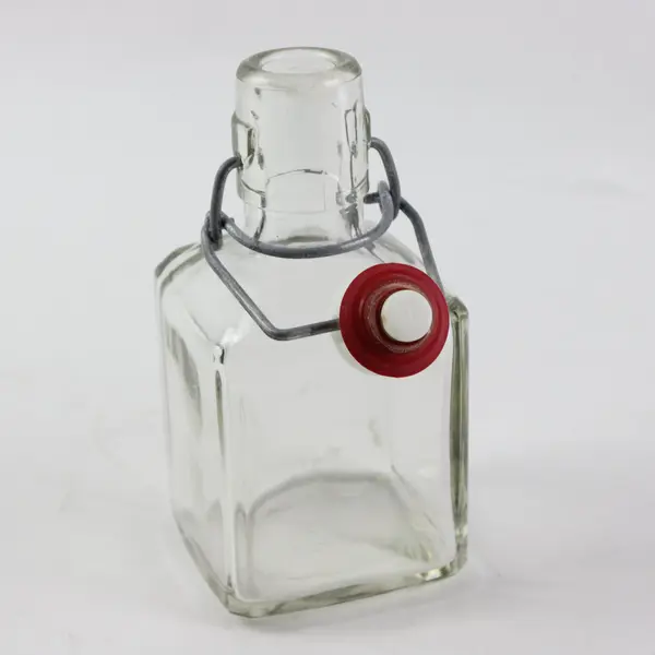 Lot of 3 Bormioli Rocco Clear Square Glass Swing Top Bottles White Stoppers