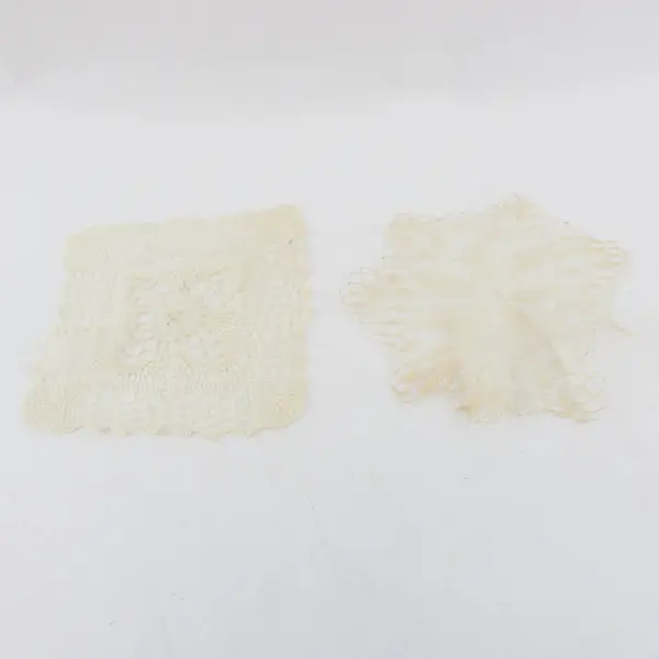 Lot of 2 Vintage Cotton and Lace Square and Star Shaped Handmade Doilies