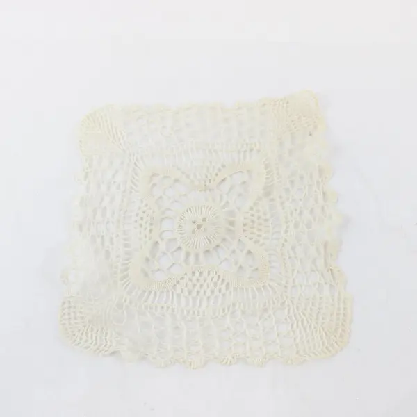 Lot of 2 Vintage Cotton and Lace Square and Star Shaped Handmade Doilies