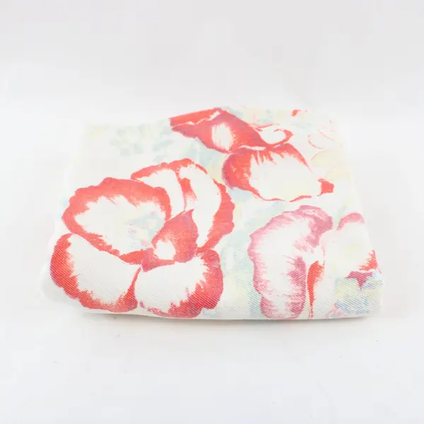 Vintage  Red and White Floral Table Runner Dresser Scarf 38 x 14.5