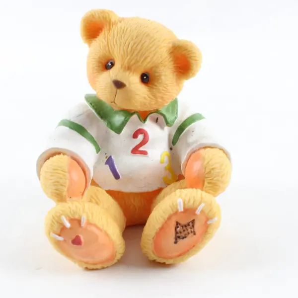Vintage 1998 Enesco Cherished Teddies Nicki Number Bear Squeak Toy 3in