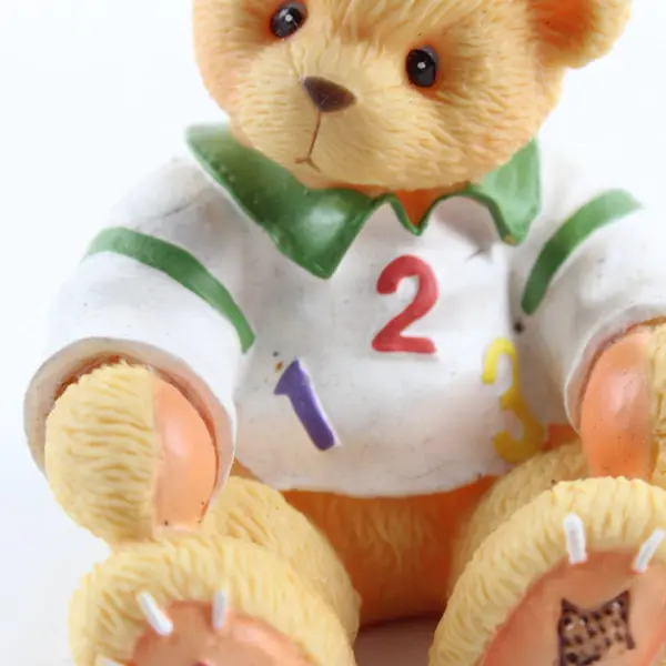 Vintage 1998 Enesco Cherished Teddies Nicki Number Bear Squeak Toy 3in