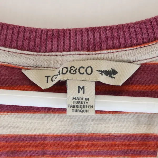 Toad & Co Boundless Jersey Scoop Violet White Orange Striped Tank Top Medium 