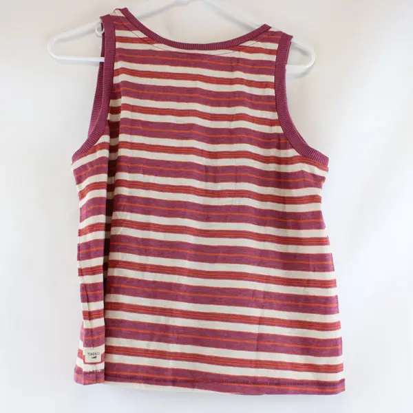 Toad & Co Boundless Jersey Scoop Violet White Orange Striped Tank Top Medium 