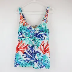 Swim by Cacique Tankini Top Blue Orange Women's Size 16