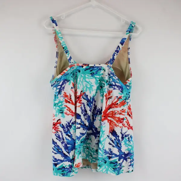 Swim by Cacique Tankini Top Blue Orange Women's Size 16