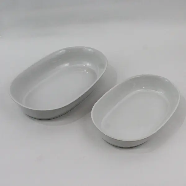 Lot of 3 White Ceramic Oblong Serving Dishes Platters 9 10.5 12.5"