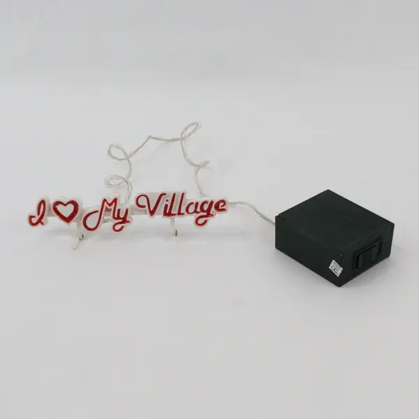 Department 56 Red "I Love My Village" Small LED Sign - Batteries Not Included