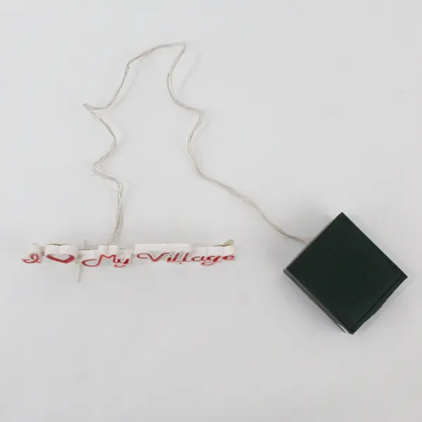 Department 56 Red "I Love My Village" Small LED Sign - Batteries Not Included