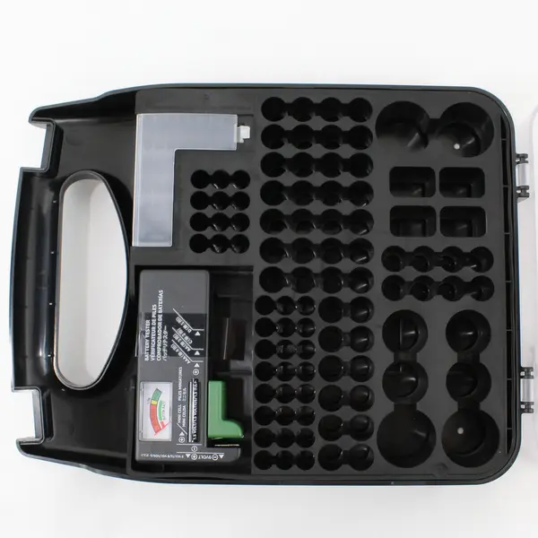 Amazon Basics Plastic Battery Organizer Storage Case With Battery Tester 