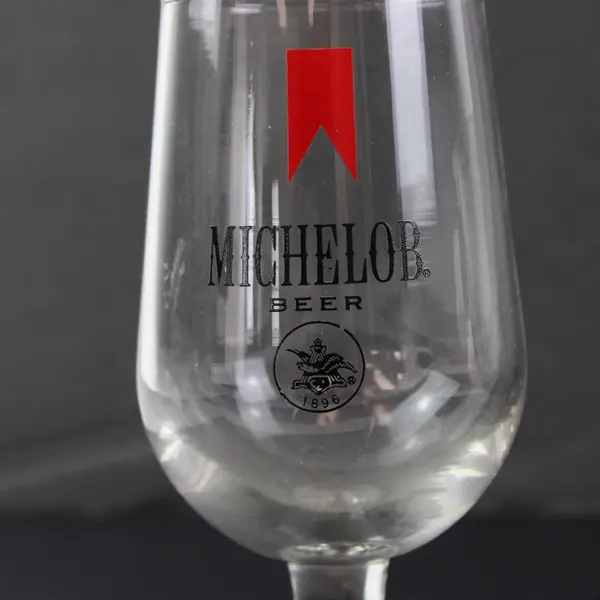 Lot of 2 Vintage Michelob Beer Drink Glasses Stemmed, Red Banner Logo 