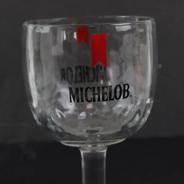 Lot of 2 Vintage Michelob Beer Drink Glasses Stemmed, Red Banner Logo 