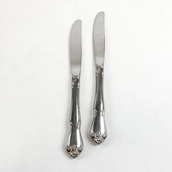 Lot of 2 Oneida Rogers Arbor Rose-True Rose Stainless Modern Solid Knives 8 3/8