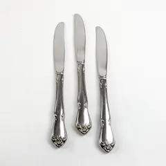 Lot of 3 Oneida Rogers Arbor Rose-True Rose Stainless Modern Solid Knives 8 3/8"