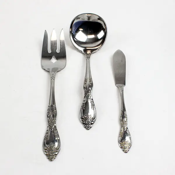 Set of 3 Oneida Galveston Stainless Steel Glossy Mixed Serving & Dining Utensils