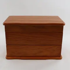 Honey Tone Wooden Jewelry Box Organizer Storage FLAWED