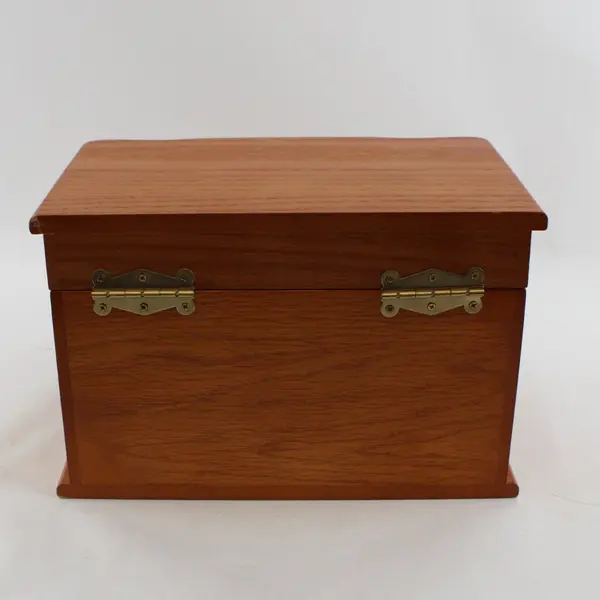 Honey Tone Wooden Jewelry Box Organizer Storage FLAWED