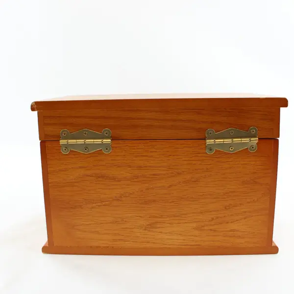 Honey Tone Wooden Jewelry Box Organizer Storage FLAWED