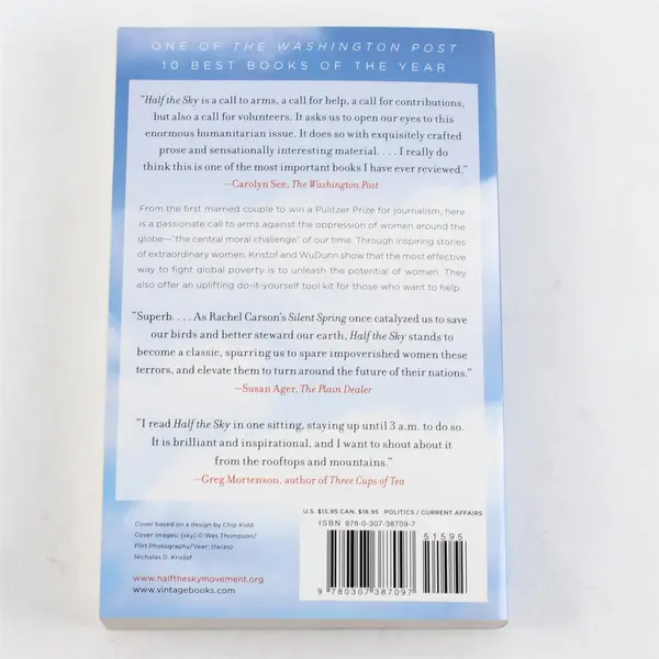 Half The Sky Sheryl WuDunn and Nicholas D. Kristof 2010 Paperback Vintage Books