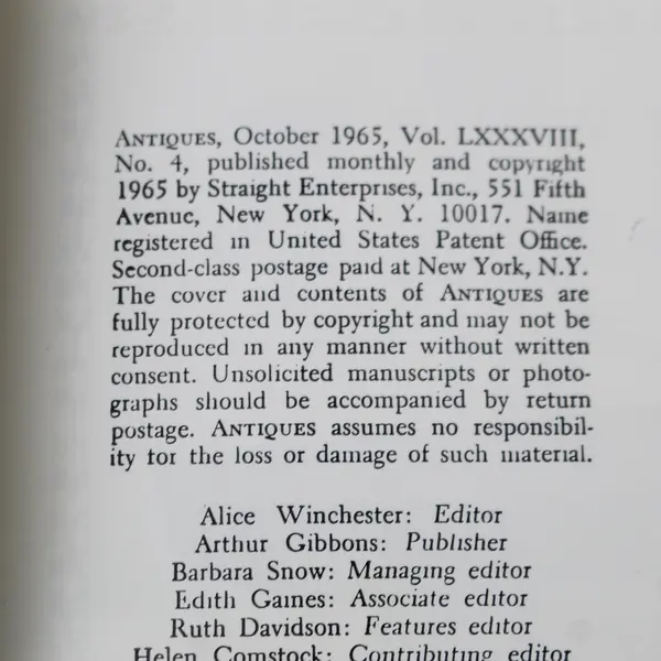 Vintage Shreve Antiques Catalog October 1965 - Acceptable Condition