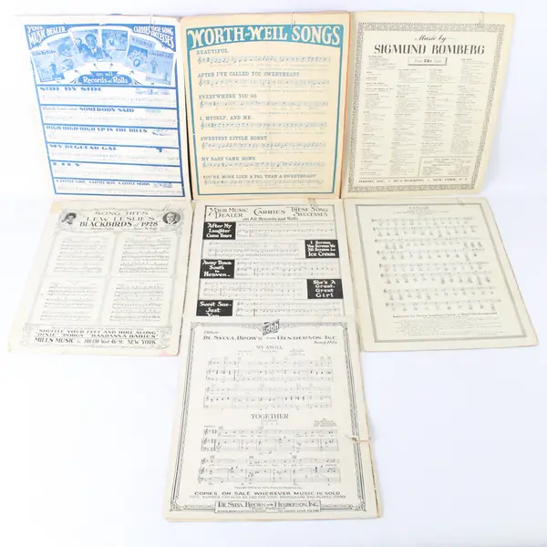 Lot Of 7 Vintage Music Sheets 1926 To 1928