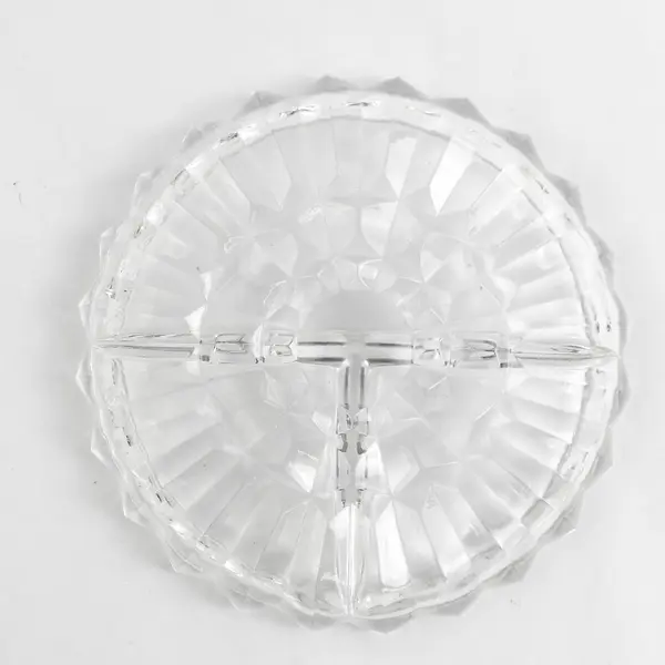 Vintage Indiana Glass Lotus Blossom 7 Inch Round 3 Part Relish Dish Clear