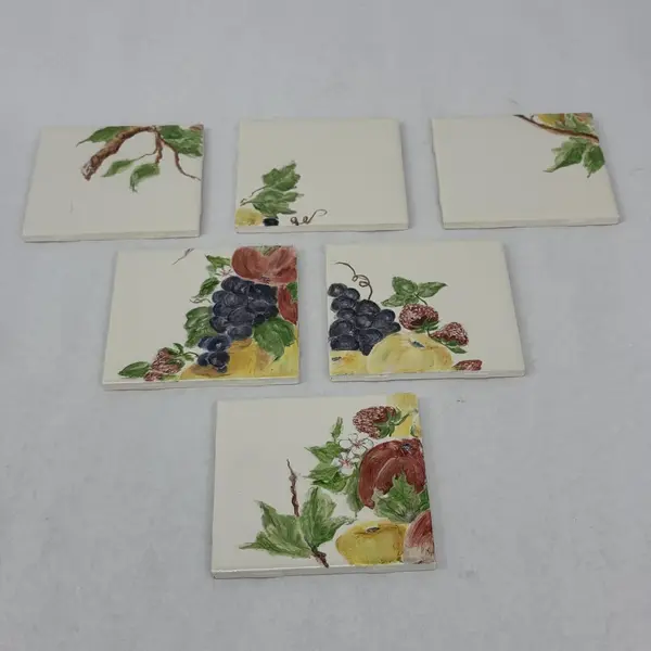6 Piece Hand Painted Fruit Pattern Tile Wall Mural Or Backsplash