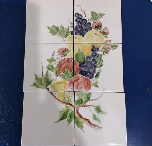 6 Piece Hand Painted Fruit Pattern Tile Wall Mural Or Backsplash