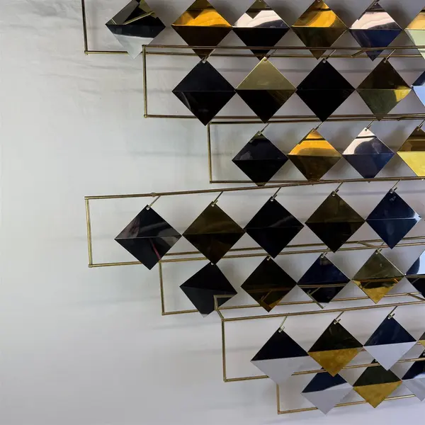 MCM 1970s 2 Piece C. Jere Kinetic Abstract Wall Sculpture Brass Chrome Signed