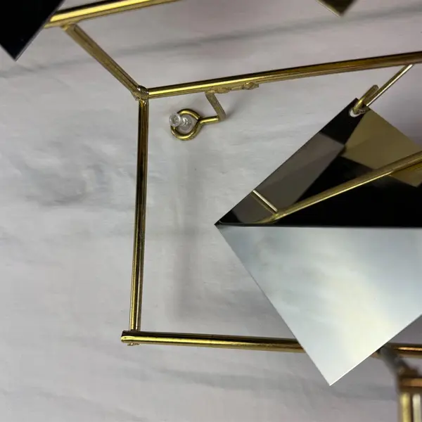 MCM 1970s 2 Piece C. Jere Kinetic Abstract Wall Sculpture Brass Chrome Signed