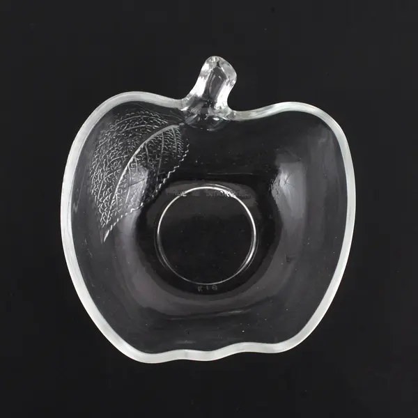 Vintage KIG Indonesia Clear Glass Apple Shaped Fruit/Dessert Bowl 4.5" Wide