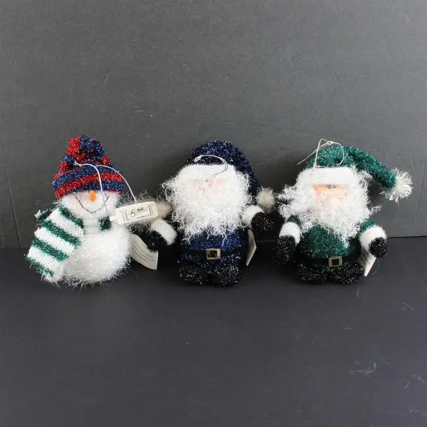 Lot of 3 Accents & Occasions Snowman and Santa Christmas Ornaments