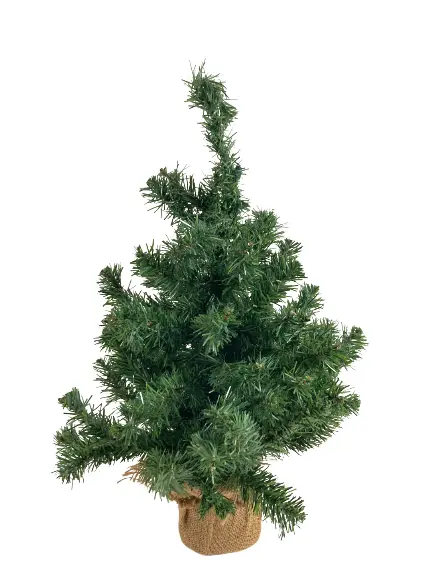 Small 25" Artificial Tabletop Christmas Tree with Burlap Base Pine Greenery