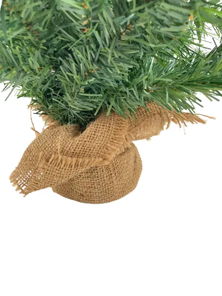 Small 25" Artificial Tabletop Christmas Tree with Burlap Base Pine Greenery