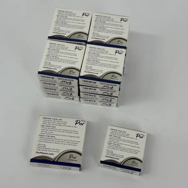 17 Boxes of 12 Pur Narrow Mouth Canning Lids Plus 1 Box of Wide Mouth