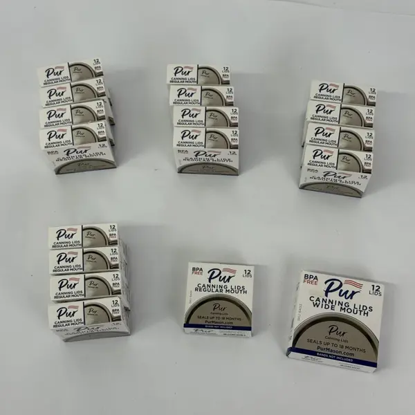 17 Boxes of 12 Pur Narrow Mouth Canning Lids Plus 1 Box of Wide Mouth
