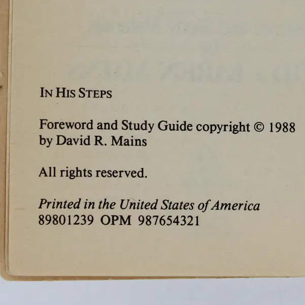 Vintage In His Steps by Charles Sheldon 1988 PB With Questions & Study Materials