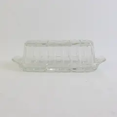 Anchor Hocking Star Of David Pattern Early American Prescut Glass Butter Dish