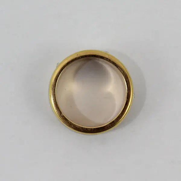 Gold Tone Ring With A Silver Tone Center Band With Rhinestones Size 5.75